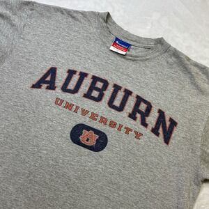 Champion Auburn University T-Shirt Men's L Gray SEC College Tee Faded